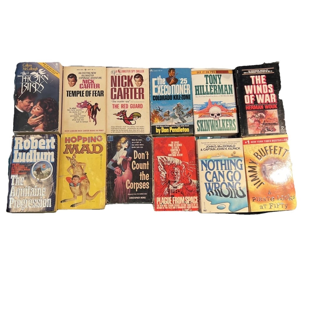 Vintage 12 Books Paperback Lot, MAD, Science Fiction, Adventure, Horror, Crime